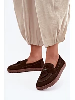 Mokasiny Barefoot z přírodního semiše model 22356061 Hnědé - Zazoo