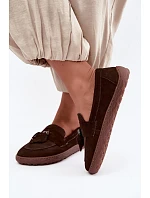 Mokasiny Barefoot z přírodního semiše model 22356061 Hnědé - Zazoo