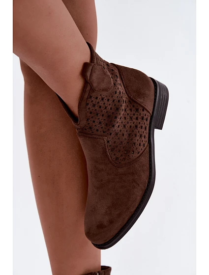 Dámské nízké kozačky s částí hnědé model 22366497 - S.Barski Dámské nízké kozačky s částí hnědé model 22366497 - S.Barski