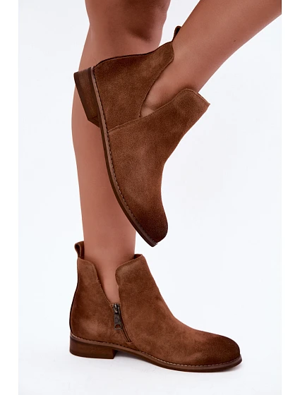 Kožené semišové kotníkové boty model 22366571 světle hnědé - VINCEZA Kožené semišové kotníkové boty model 22366571 světle hnědé - VINCEZA