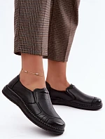 Dámské kožené nazouvací polobotky Vinceza 107241 Černé