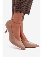 Bežové dámské lodičky s dekorativním prošitím Sedria Bežové dámské lodičky s dekorativním prošitím Sedria