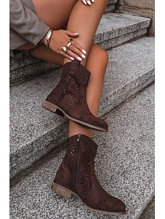Dámské otevřené kotníkové boty na nízkém podpatku čokoládové Amisna