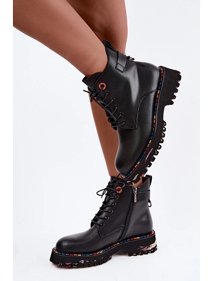 Dámské kožené workery Botki model 22368362 Černé - Artiker