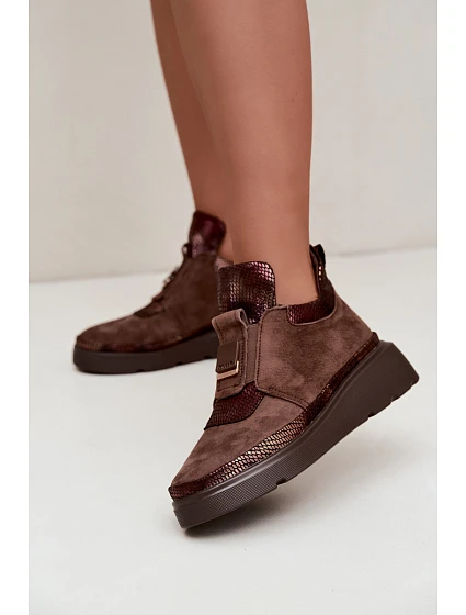 Dámské semišové polobotky na platformě hnědé model 22368485 - T.Sokolski Dámské semišové polobotky na platformě hnědé model 22368485 - T.Sokolski