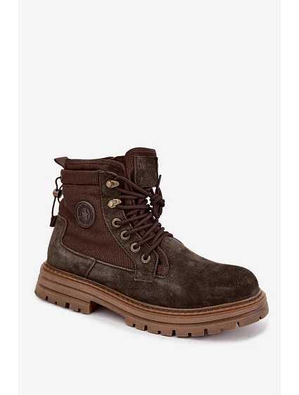 Semišové Zateplené Boty Trapery Pánské Big Star model 22393386 Hnědé - Big Star Shoes Semišové Zateplené Boty Trapery Pánské Big Star model 22393386 Hnědé - Big Star Shoes