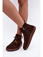 Dámské barefoot kotníkové boty z nubukové kůže s korálky Zazoo 30078 hnědé Dámské barefoot kotníkové boty z nubukové kůže s korálky Zazoo 30078 hnědé