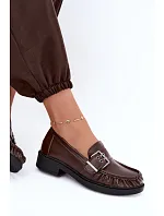 Dámské mokasíny se záhyby a přezkou čokoládové Daliare Dámské mokasíny se záhyby a přezkou čokoládové Daliare