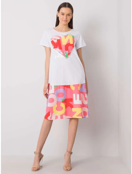 Šaty DHJ SK 13119.26P bílá a růžová Šaty DHJ SK 13119.26P bílá a růžová