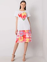 Šaty DHJ SK 13119.26P bílá a růžová