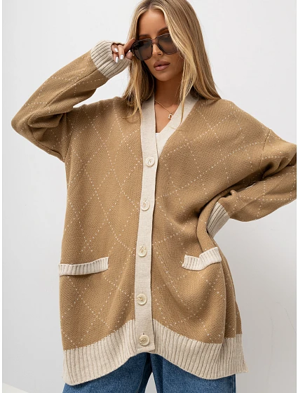 Sweter LC SW model 22556665 camelowy - FPrice Sweter LC SW model 22556665 camelowy - FPrice