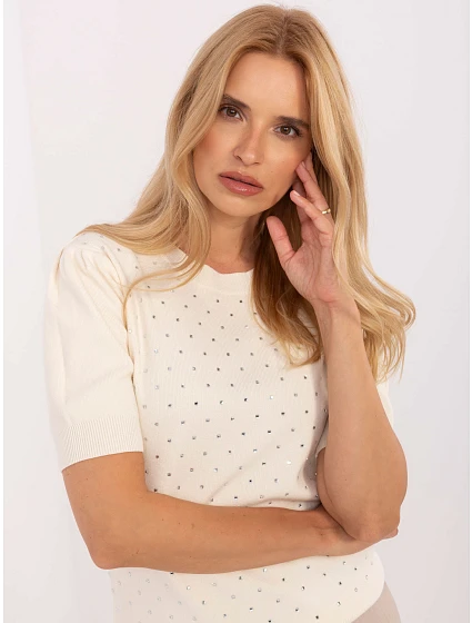Sweter PM SW PM model 21308058 jasny beżowy - FPrice Sweter PM SW PM model 21308058 jasny beżowy - FPrice