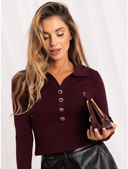 Sweter PM SW SF502.29 ciemny fioletowy Sweter PM SW SF502.29 ciemny fioletowy