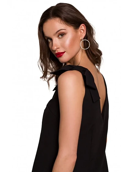 šaty áčkového střihu s mašlí krepová růžová model 17194436 - Makover