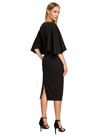 Plášťové šaty s rukávy černé model 17626235 - Moe