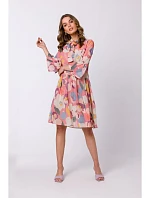 S337 Šifonové šaty s vázaným výstřihem - model 1