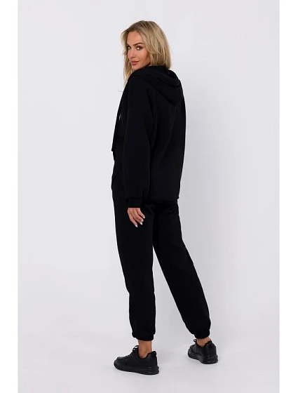 model 18863584 Mikina s kapucí na zip a klokaní kapsou černá - Moe