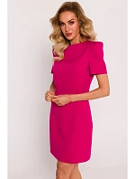 M777 Mini šaty s vycpávkami na ramenou - fuchsiová