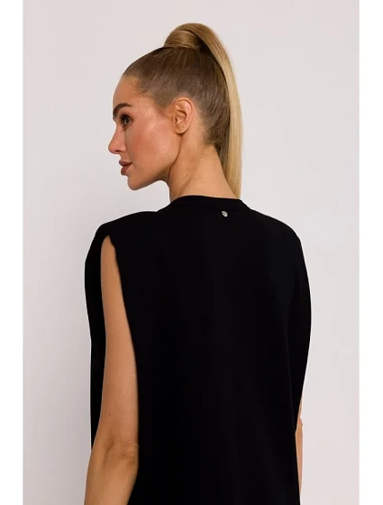 Maxi šaty s na ramenou černé model 19660956 - Moe