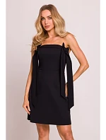 M851 Šaty na ramínka s mašlemi - černé