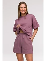 B295 Šortky s kapsami s nášivkami - heather