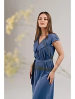 S411 Šaty bez rukávů s volánkovým výstřihem - modré