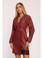 M871 Zavinovací šaty z tvídu - bordó