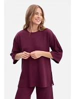 B301 Žebrovaný pletený top - švestka