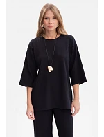 B301 Žebrovaný pletený top - černý