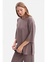 B301 Žebrovaný pletený top - kakao