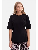 B305 Pletený top s peplum - černý
