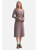 B308 Midi šaty z žebrového úpletu - kakao