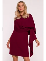 S423 Šaty s pláštěm - bordó
