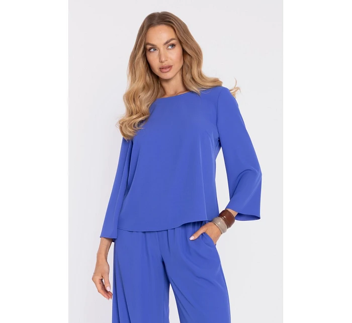 M905 Elegantní halenka s volnými rukávy - modrá M905 Elegantní halenka s volnými rukávy - modrá
