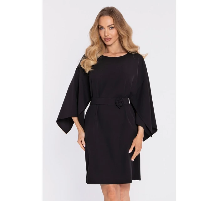 M908 Šaty s ozdobnými širokými rukávy - černé M908 Šaty s ozdobnými širokými rukávy - černé