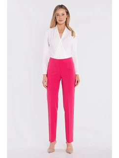 S433 Cigaretové kalhoty s bočním zipem - růžové