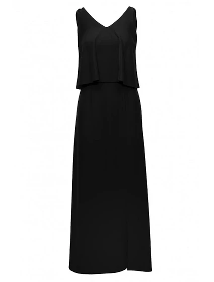 model 15104782 Maxi šaty s volánkem černé - Makover