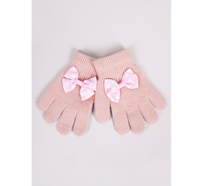 Dívčí pětiprsté rukavice s mašlí model 17956742 Pink - Yoclub