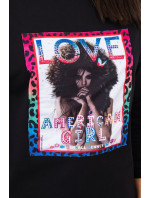 Halenka s grafikou American Girl černá S/M - L/XL