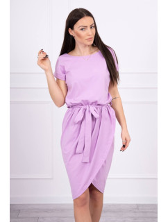 Zavazované šaty s psaníčkovým spodkem fialové barvy