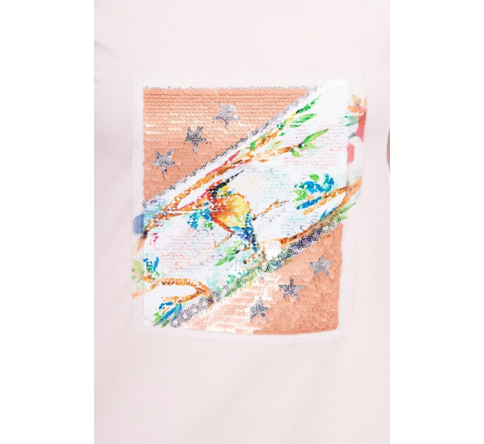 Šaty s grafikou 3D Bird pudrově růžové