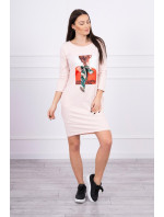 Šaty s grafikou 3D Pozoruhodné pudrově růžové