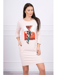 Šaty s grafikou 3D Pozoruhodné pudrově růžové
