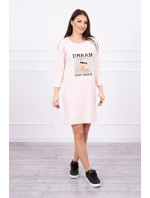 Šaty s potiskem Dream pudrově růžové