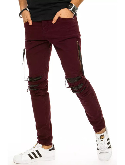 Pánské džínové kalhoty vínové barvy UX2933