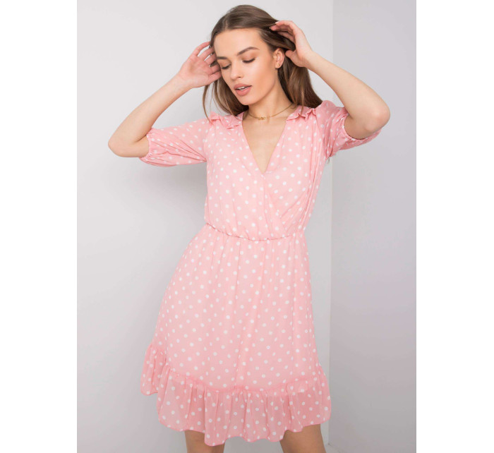 SUBLEVEL Růžové šaty s puntíky