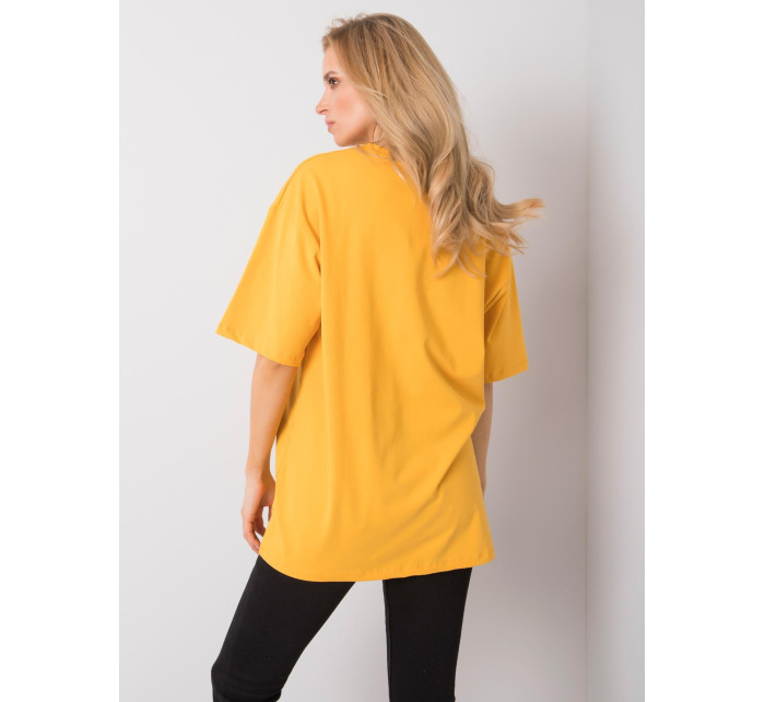 RUE PARIS Tmavě žluté bavlněné tričko