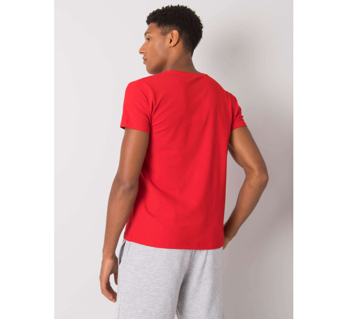 Pánské červené bavlněné tričko s potiskem