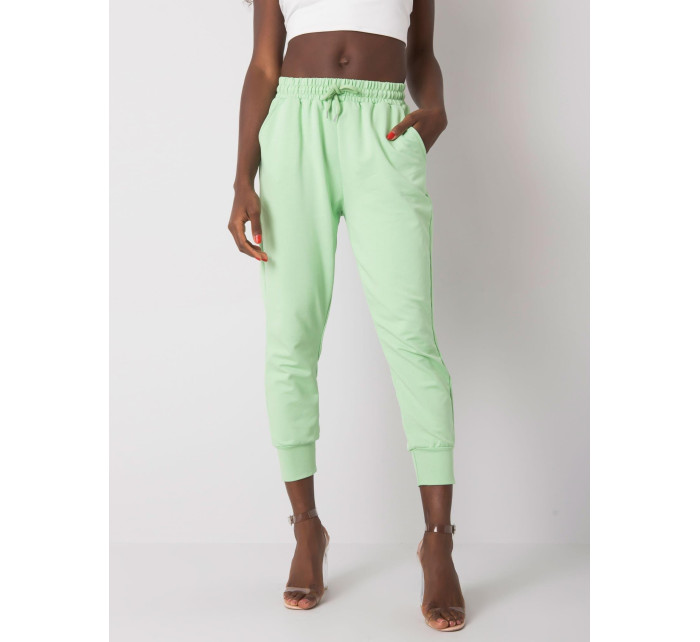Světle zelené dámské bavlněné kalhoty