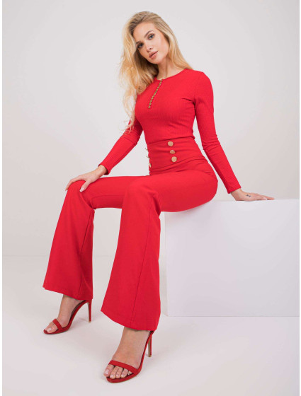 Červené elegantní kalhoty se záhyby Salerno